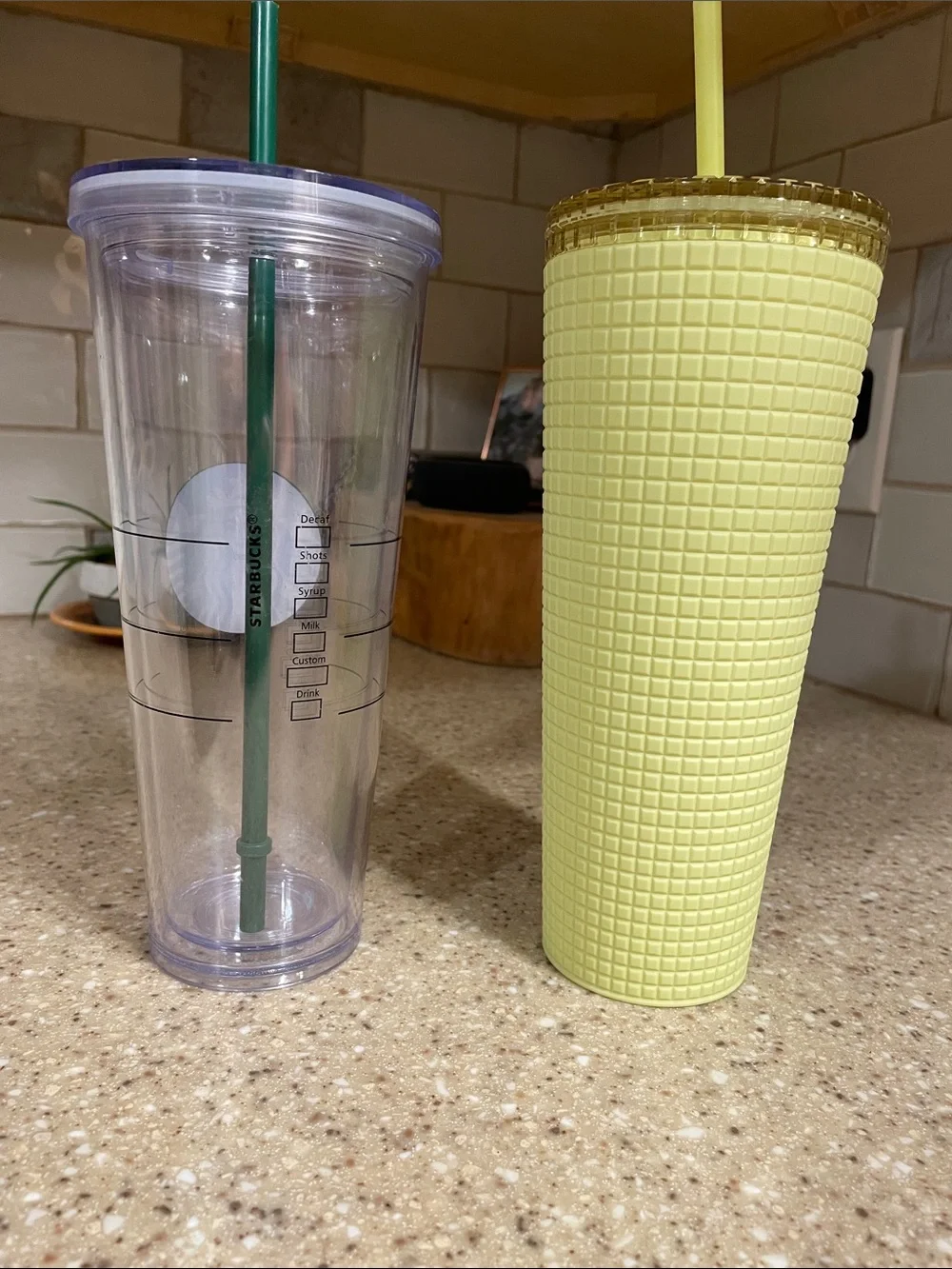 Starbucks Bright Yellow Textured Venti Tumbler and Plain Starbucks Venti Tumbler